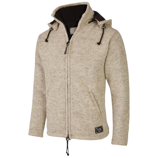 THC Schafwollstrickjacke Baumwollfutter 853 weiß