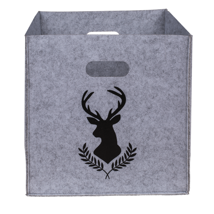 Filz-Aufbewahrungsbox, Hirsch/Hirschkopf, 32 x 32 x 32 cm, 2 verschiedene Designs