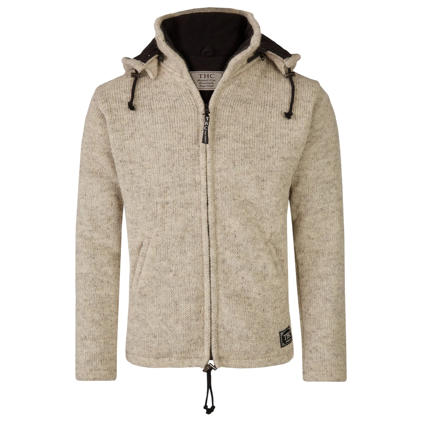 THC Schafwollstrickjacke Baumwollfutter 853 weiß