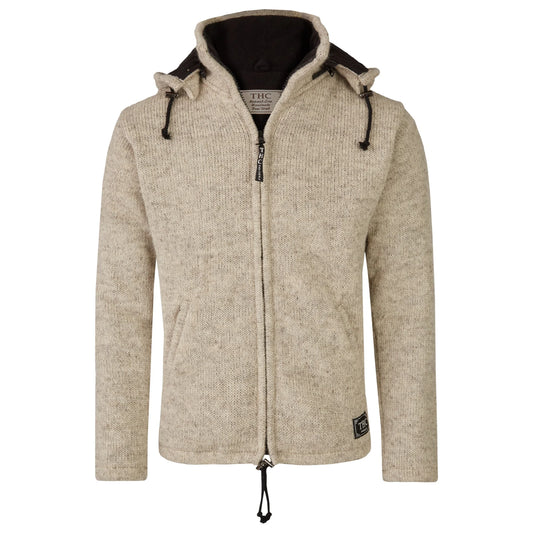 THC Schafwollstrickjacke Baumwollfutter 853 weiß